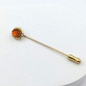 Vintage stick pin with faux amber cabochon
